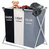 3-Section Laundry Basket Bin Organizer- 137L- Multi-colour.