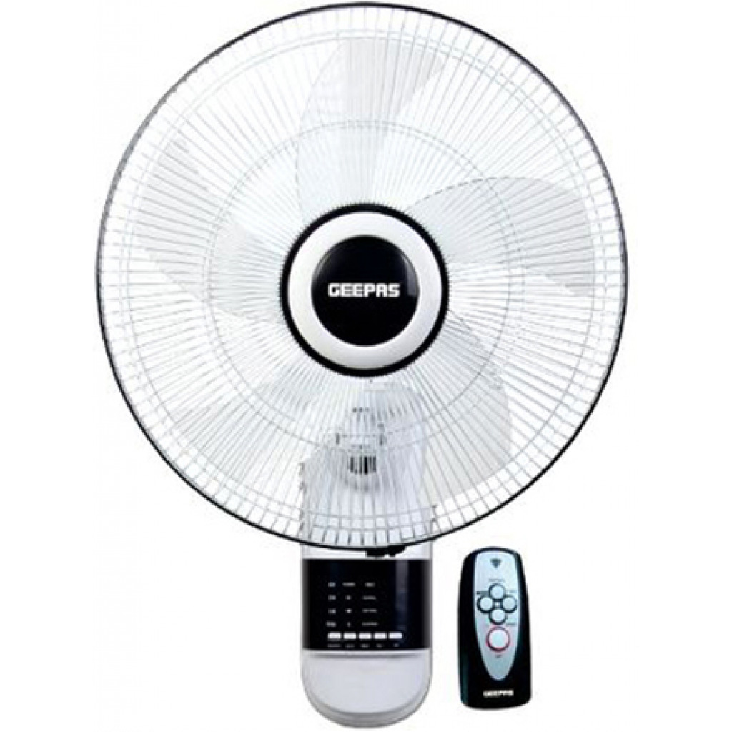 Geepas GF9479 16-inch 3 Speed Wall Fan With Remote – Black Wall Mount Fans TilyExpress