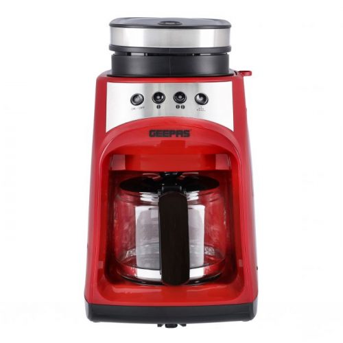 Geepas Grinder & Drip Coffee Maker, 0.6L, 4 Cups, GCM41512 | Washable Filter | Non-Stick Coating Keep Warm Function | Filter Holder & Grinder | Water Level Gauge