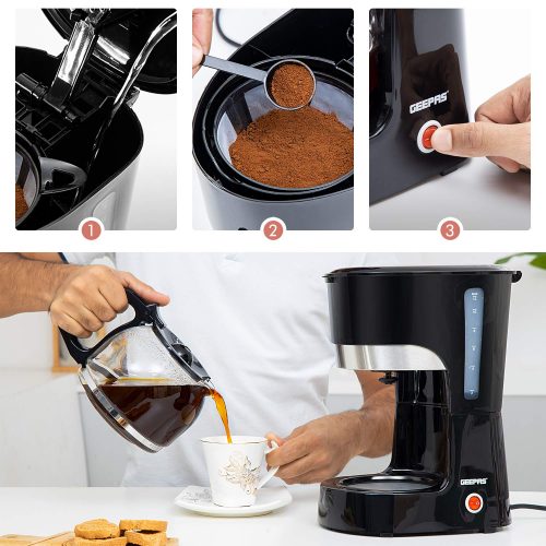 Geepas Liquid Filter Coffee Machine,Black - GCM6103