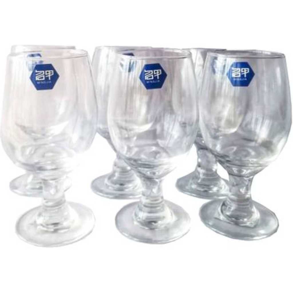 6 Pieces Set Of Clear Wine Glasses