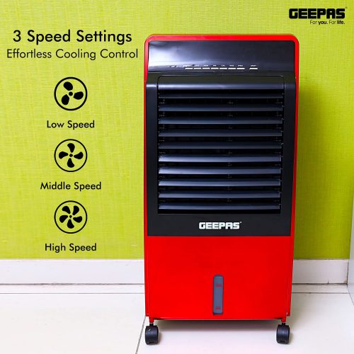 Geepas Air Cooler With Remote Control 65W GAC9433 - Red