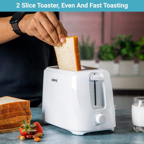 Geepas Bread Toaster, White, GBT36515