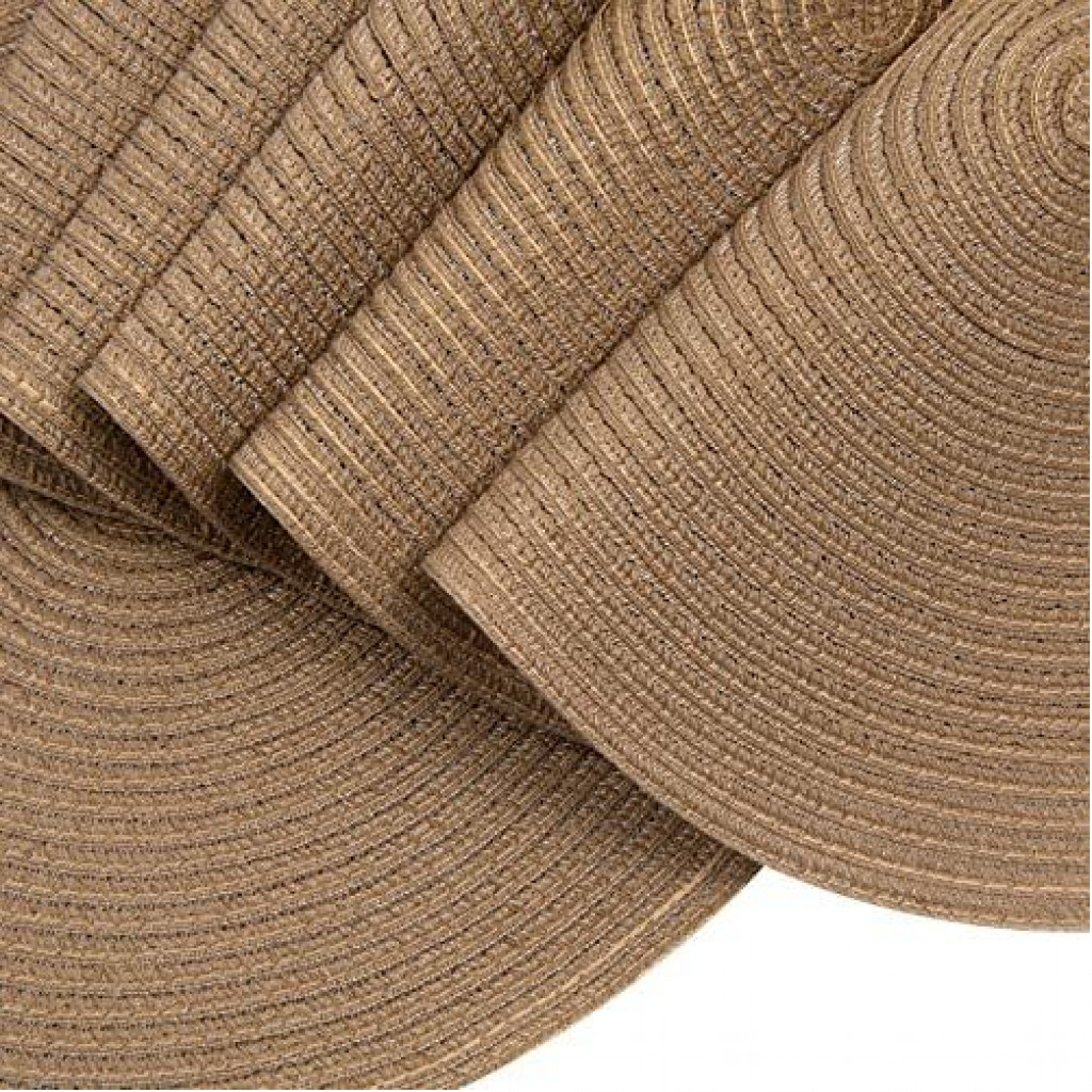 6 Round Decorative Placemats Table Mats- Brown