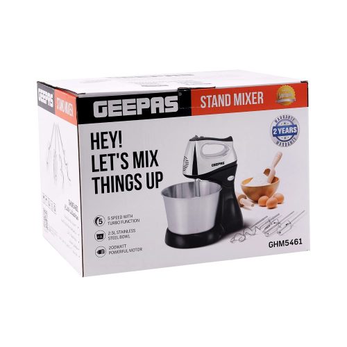 Geepas Stand Mixer , GHM5461 , 240 Volts -Black/Silver