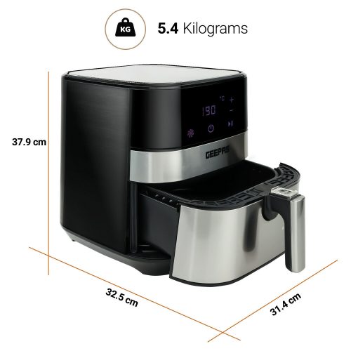 Geepas GAF37510 5L Digital Air Fryer - Electric Air Cooker With Digital Touch Screen & 60 Minute Timer, Led Display, Auto Shut Off | 2 Years Warranty