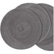 6 Round Decorative Placemats Table Mats- Grey