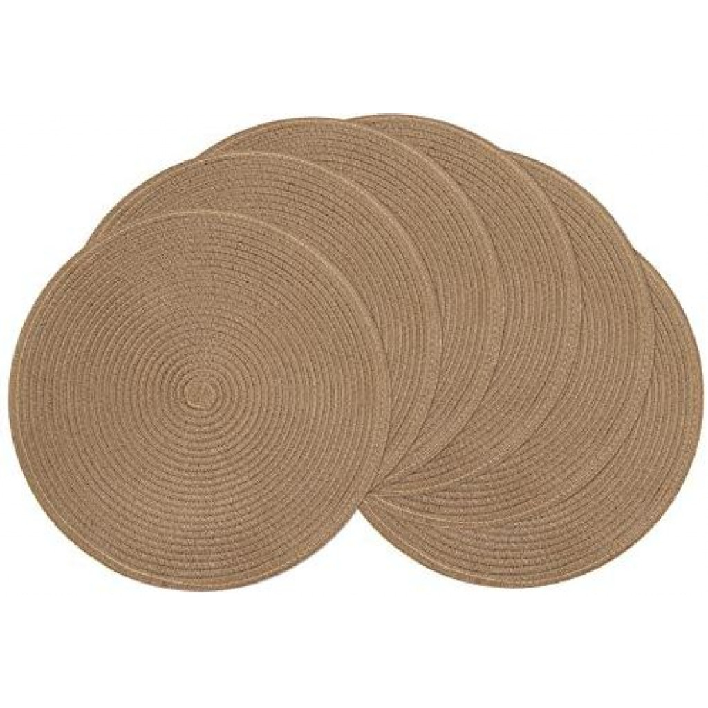 6 Round Decorative Placemats Table Mats- Brown Tabletop Accessories TilyExpress