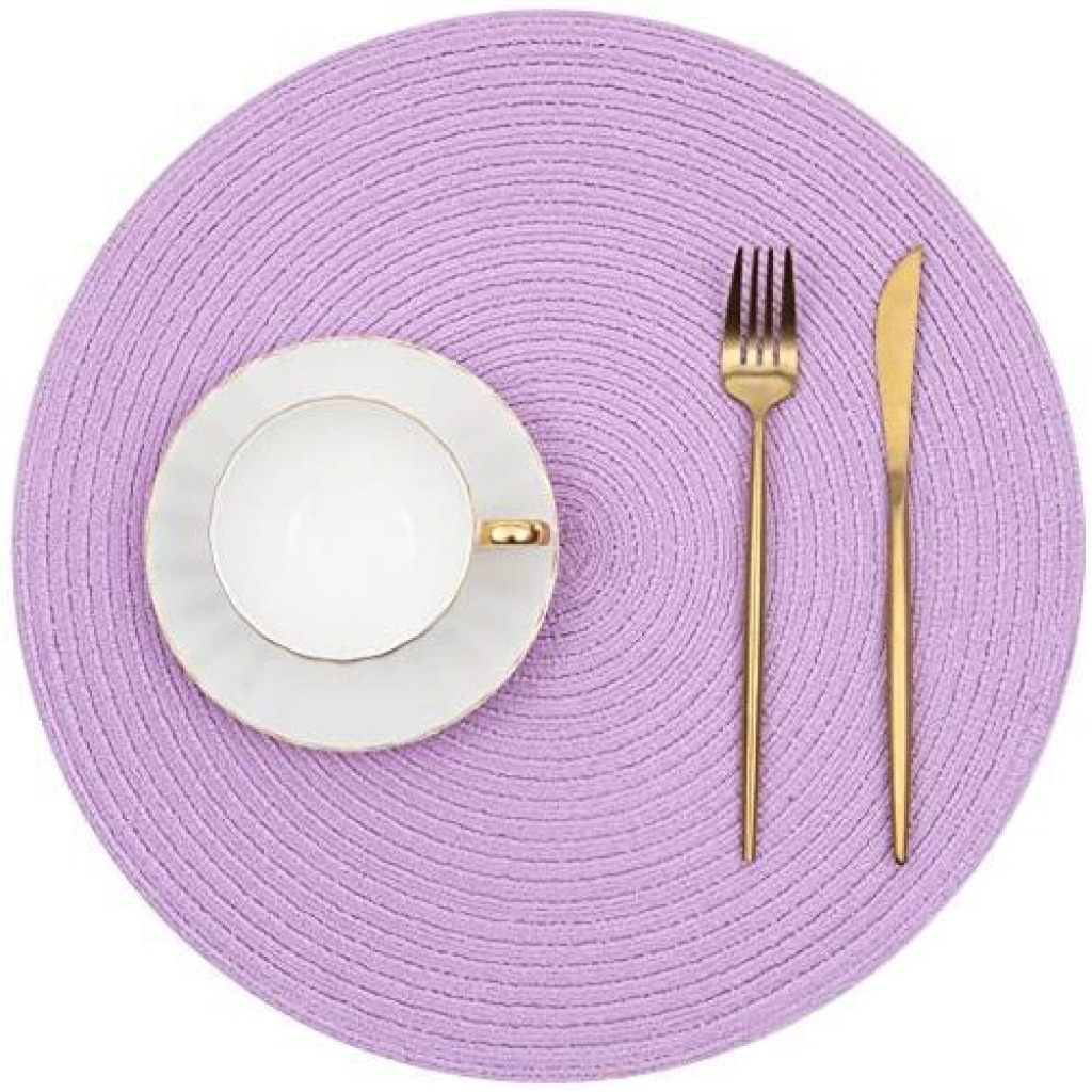 6 Round Decorative Placemats Table Mats- Purple