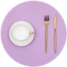 6 Round Decorative Placemats Table Mats- Purple