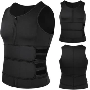 Men Waist Trainer Zipper Sweat Suit Tank Top Workout Trimmer Sauna Vest -Black Core & Abdominal Trainers TilyExpress 2