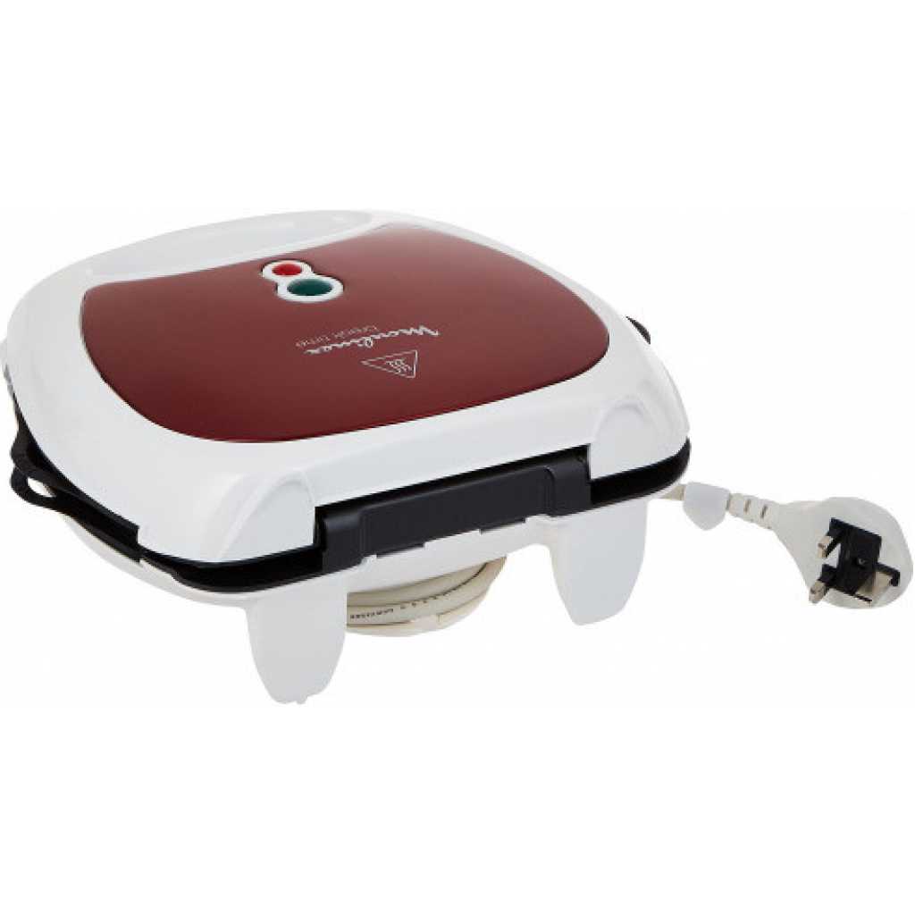 Moulinex Sandwich Maker, 700 watts, 3-in-1 panini, sandwich and waffle maker, Red, SW612543