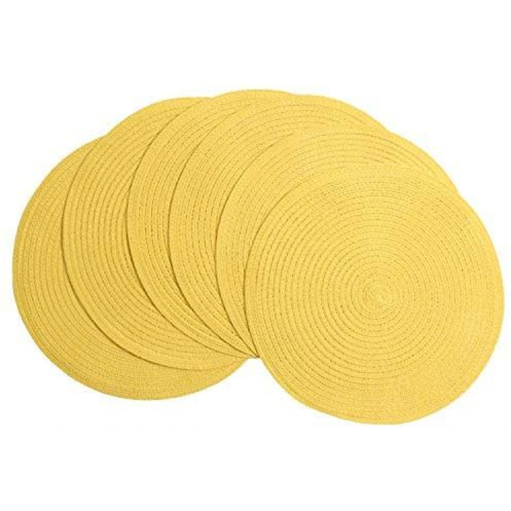 6 Round Decorative Placemats Table Mats- Light Yellow Tabletop Accessories TilyExpress