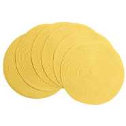 6 Round Decorative Placemats Table Mats- Light Yellow