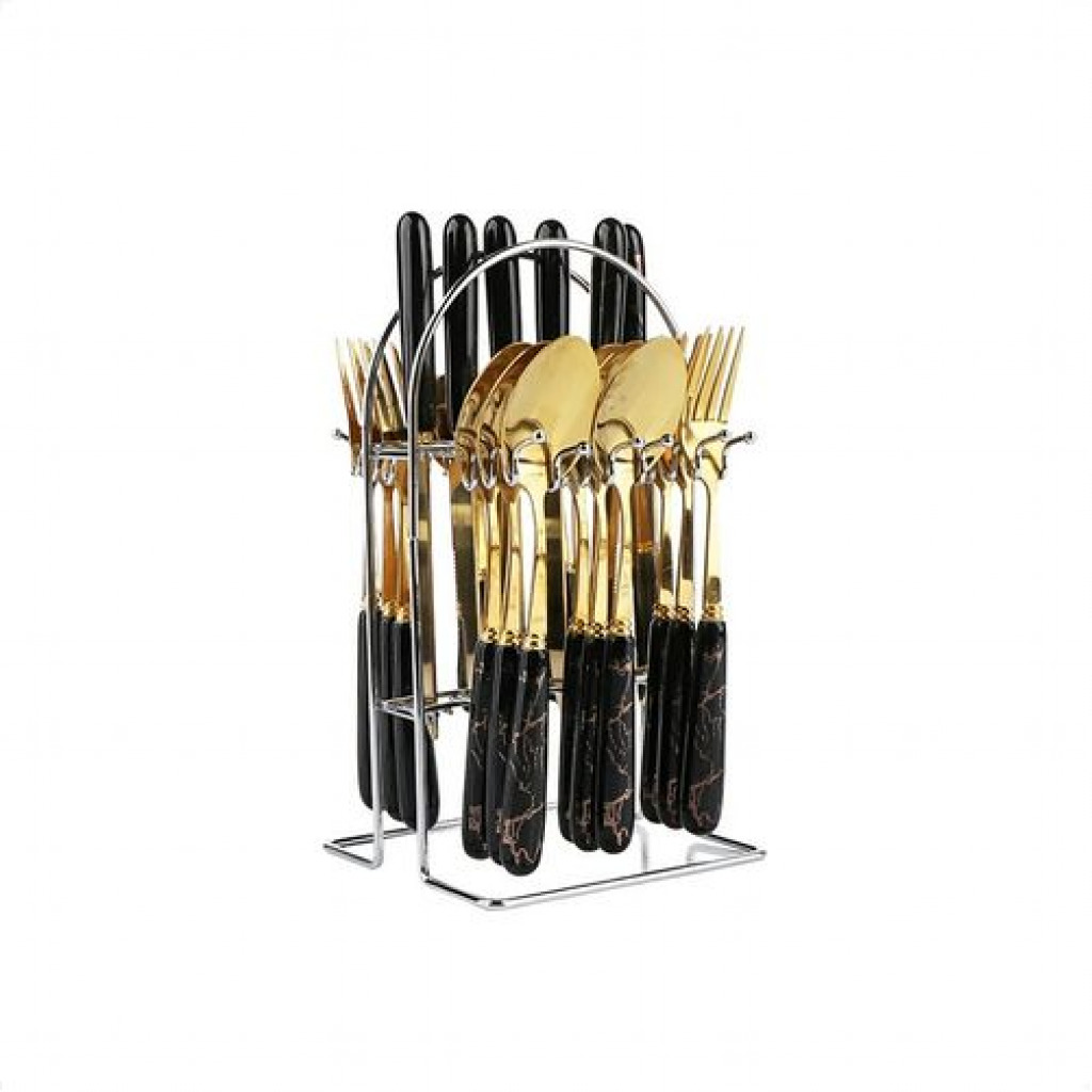 24pcs Gold Cutlery (Forks,Spoons& Knieves) With Stand- Multi-colours Cutlery & Knife Accessories TilyExpress 4