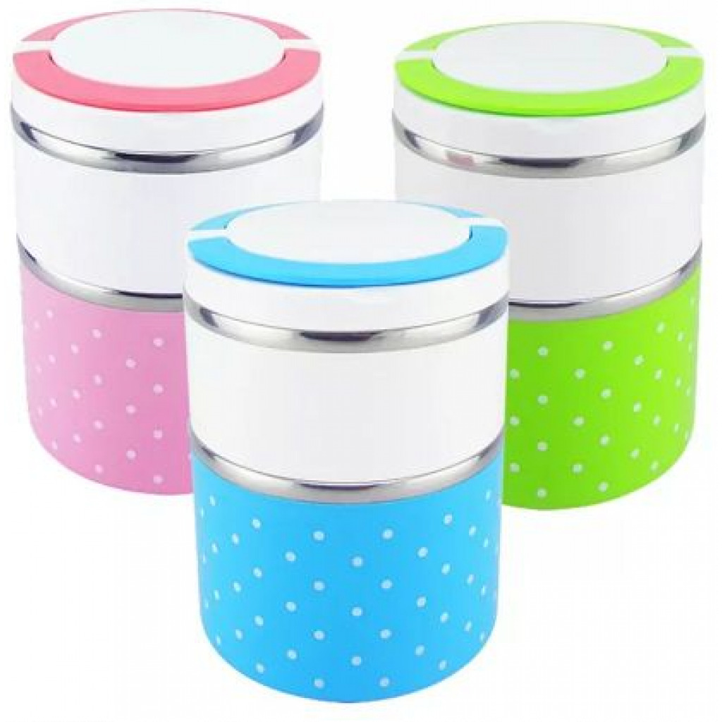 2 Layer Steel Food Insulated Lunch Box Container Tiffin- Multi-colours. Lunch Boxes TilyExpress 10