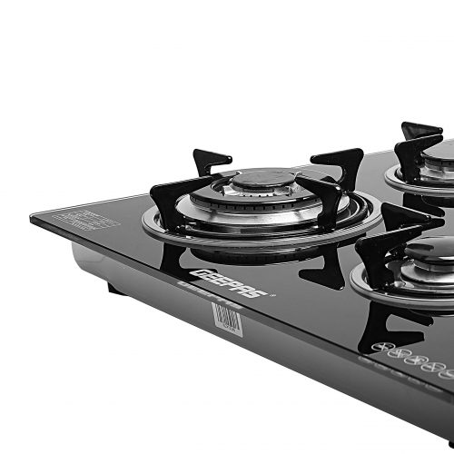 Geepas GK4410 4 Burners Gas Cooker with 2-in-1 Built-in Gas Hob, Tempered Glass, Auto Ignition - Black