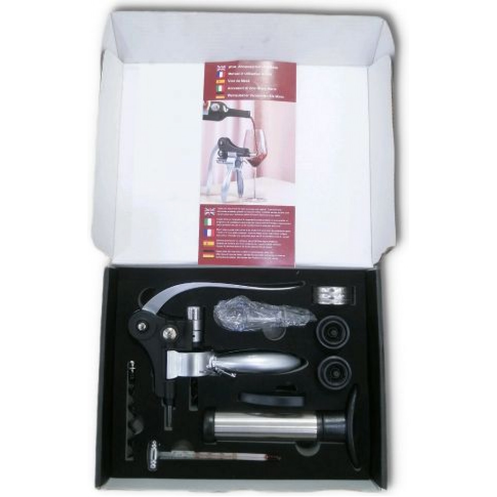 Corkscrew Wine Opener Kit Gift Set Box- Black