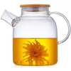 1800ml Glass Teapot Kettle With Whistle Infuser & Bamboo Lid- Clear