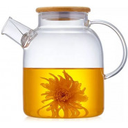 1800ml Glass Teapot Kettle With Whistle Infuser & Bamboo Lid- Clear Serveware TilyExpress 2
