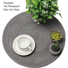 6 Round Decorative Placemats Table Mats- Grey