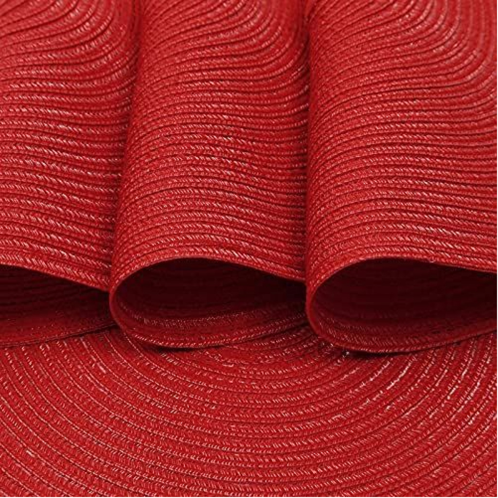 6 Round Decorative Placemats Table Mats- Red.