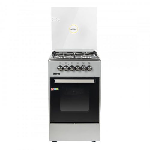 Geepas 50x50 Free Standing Oven, Stainless Steel, GCR5031 | 3 Burner & 1 Hot Plate