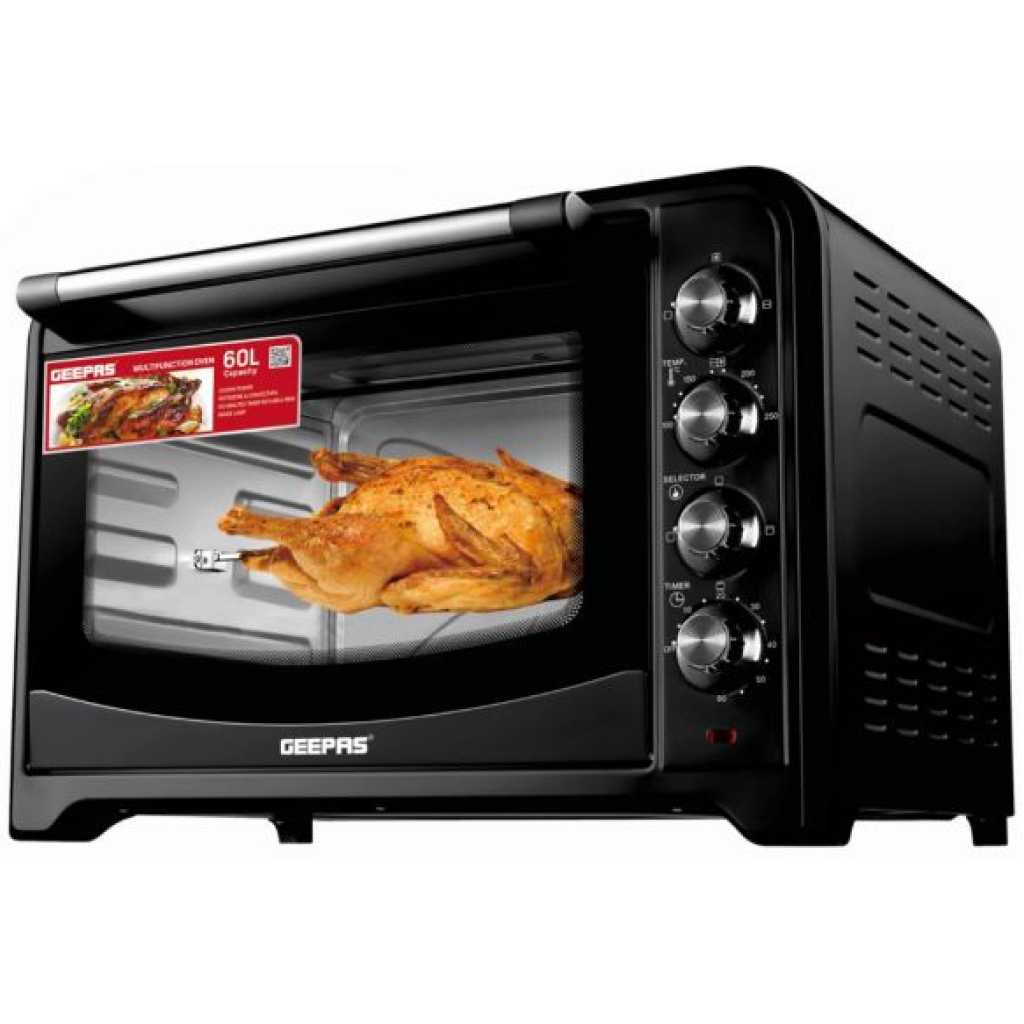 Geepas GO4401N 60L Electric Oven with Convection and Rotisserie - Black