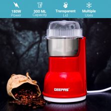Geepas Grinding Coffee and Nuts Grinder GCG5440 – Red Coffee Grinders
