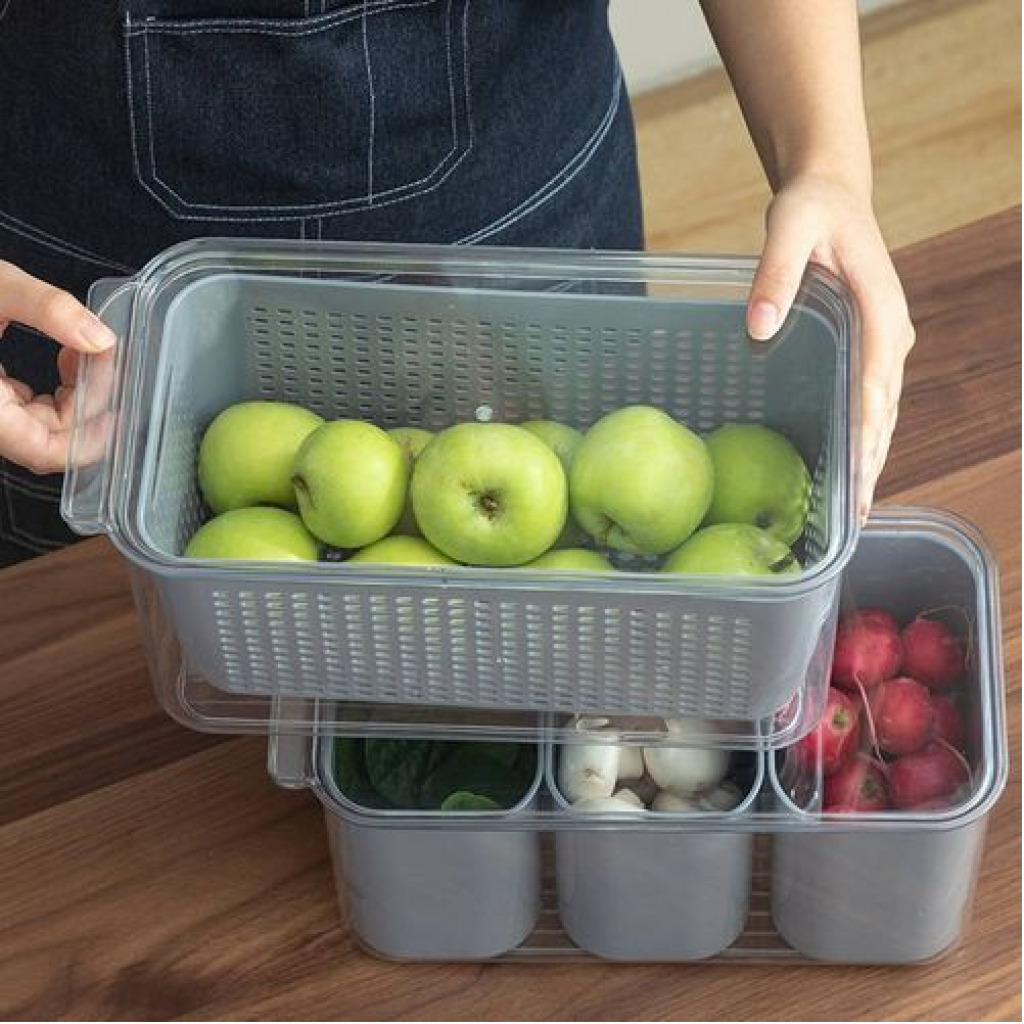 2.72L Refrigerator Organizer Bin Storage Container For Fruits Vegetables- Multi-colours