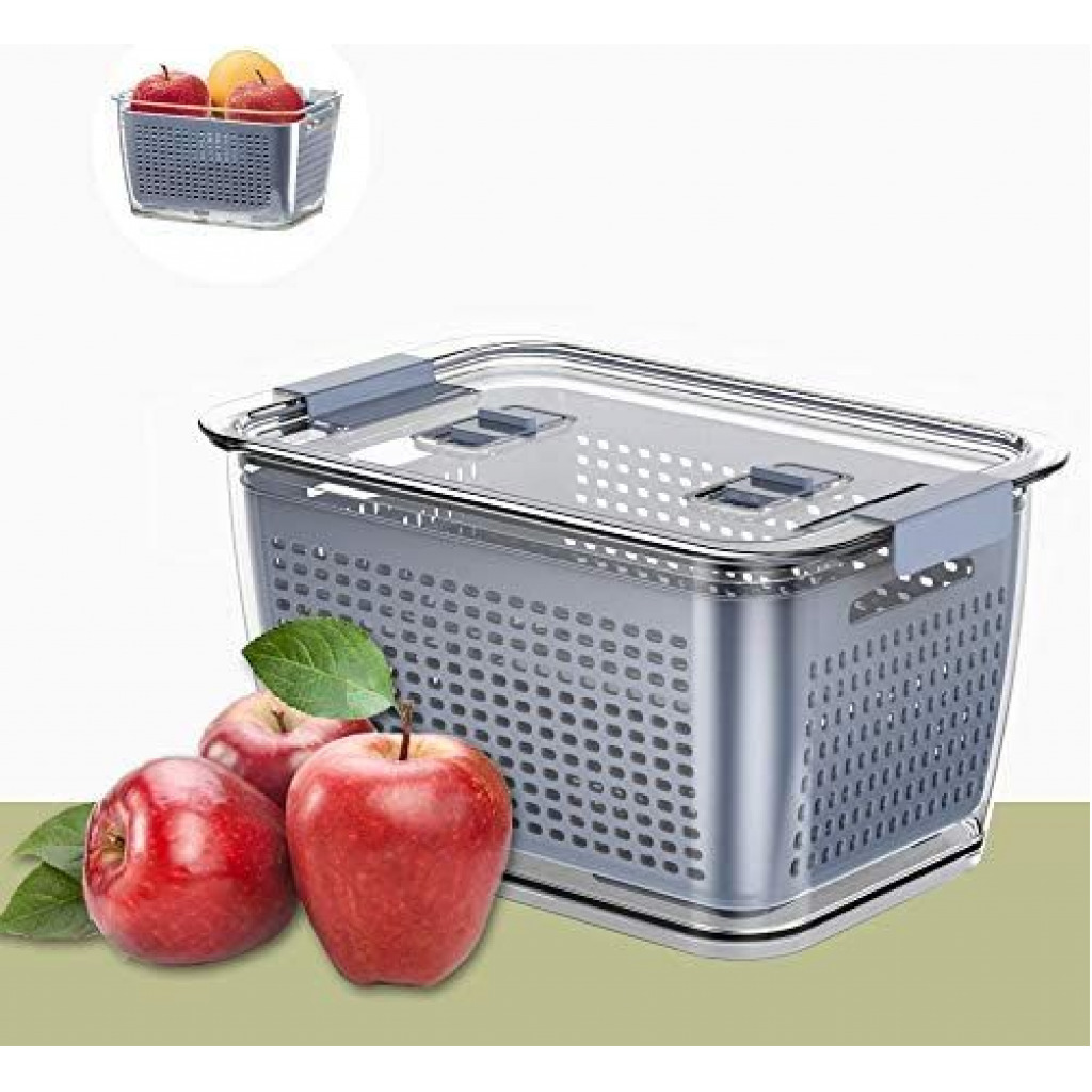 2.72L Refrigerator Organizer Bin Storage Container For Fruits Vegetables- Multi-colours