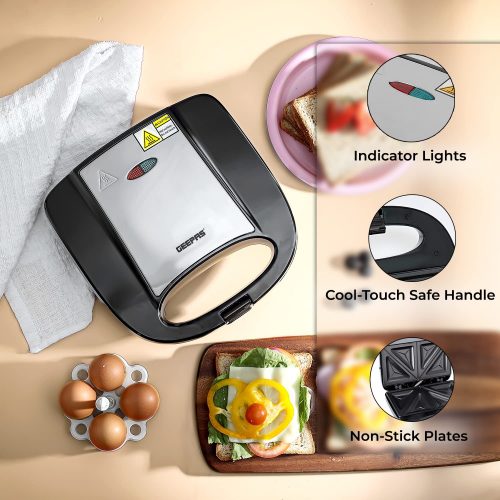 Geepas Sandwich Maker - GSM6002 - Black