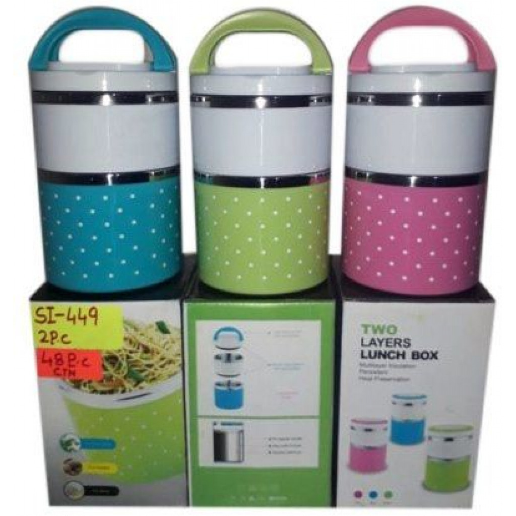 2 Layer Steel Food Insulated Lunch Box Container Tiffin- Multi-colours. Lunch Boxes TilyExpress 11