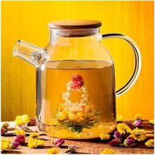 1800ml Glass Teapot Kettle With Whistle Infuser & Bamboo Lid- Clear Serveware TilyExpress