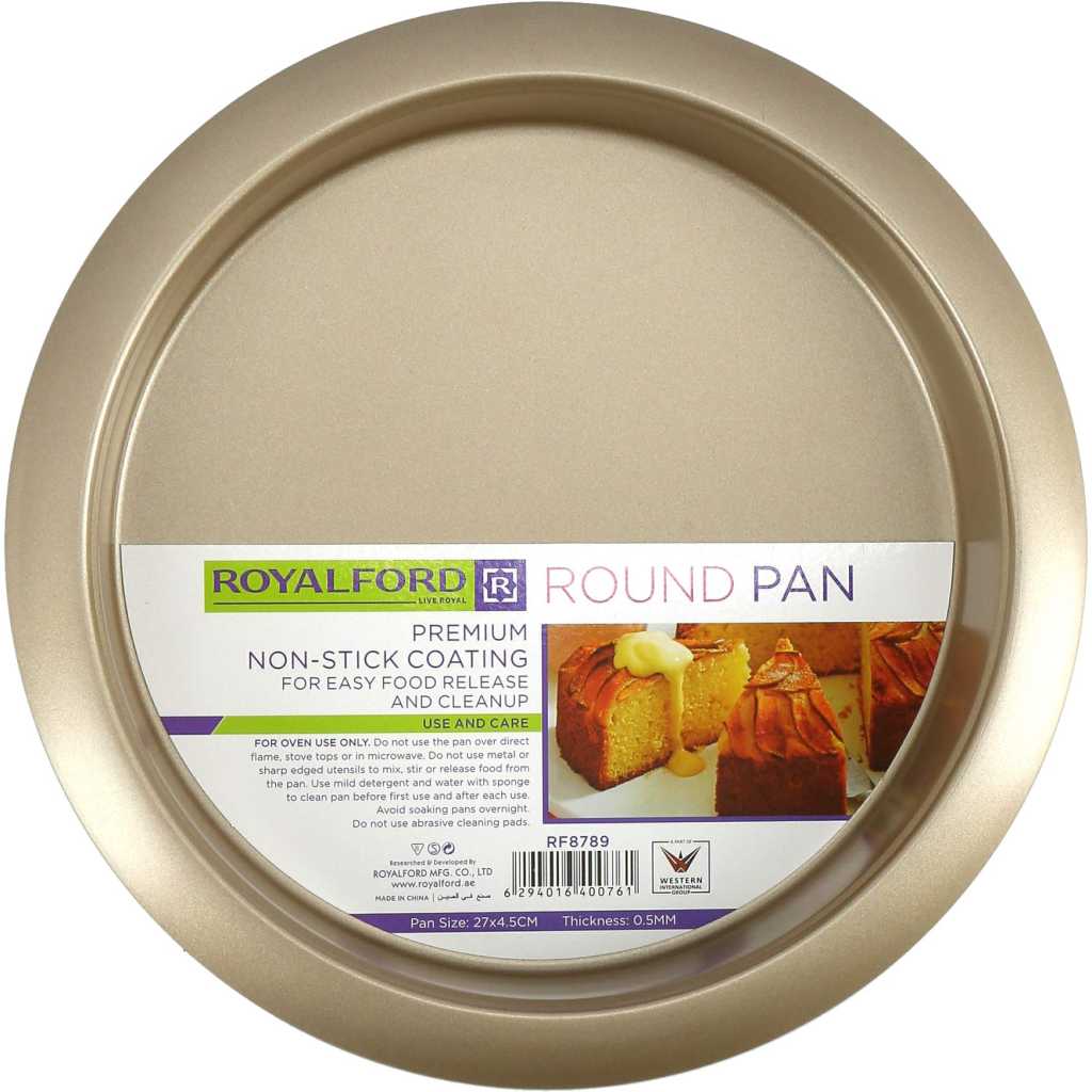 Royalford Round Cake/Pizza Pan, 27x4.5cm/0.5mm, RF8789