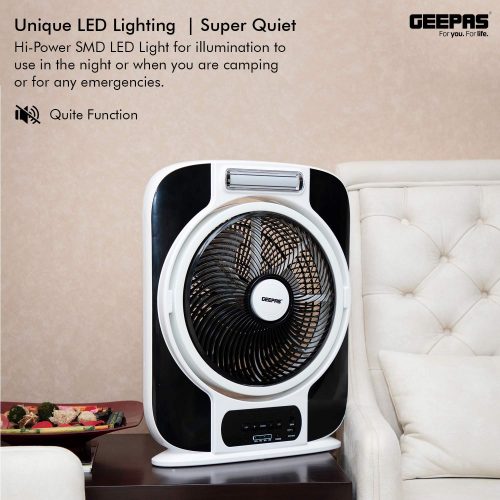 Geepas 12’’ Rechargeable Box Fan – Personal Desk Fan, GF-989, Assorted Colors