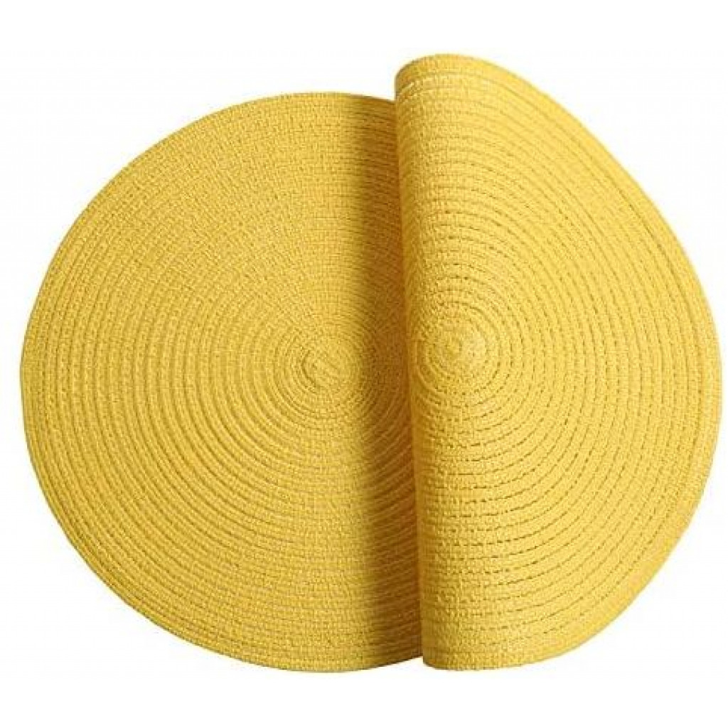 6 Round Decorative Placemats Table Mats- Light Yellow Tabletop Accessories TilyExpress 12