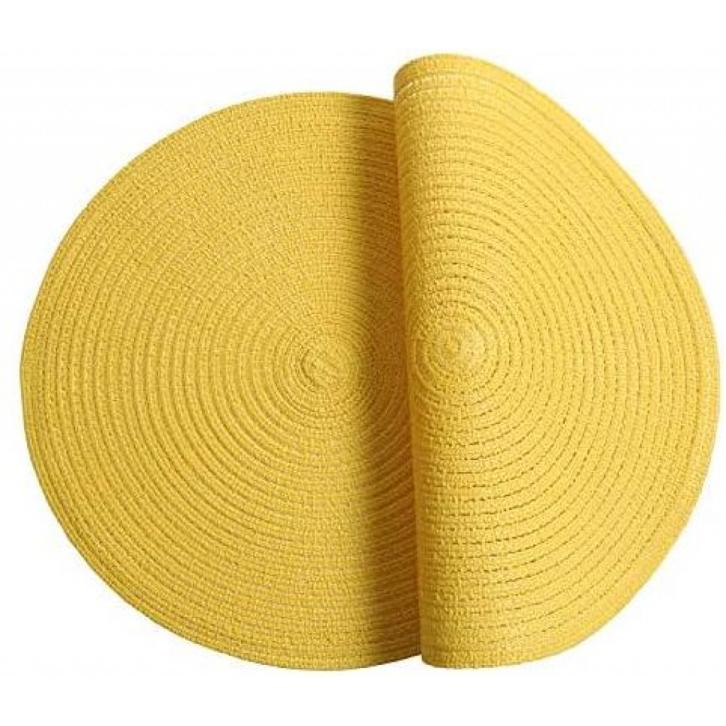 6 Round Decorative Placemats Table Mats- Light Yellow