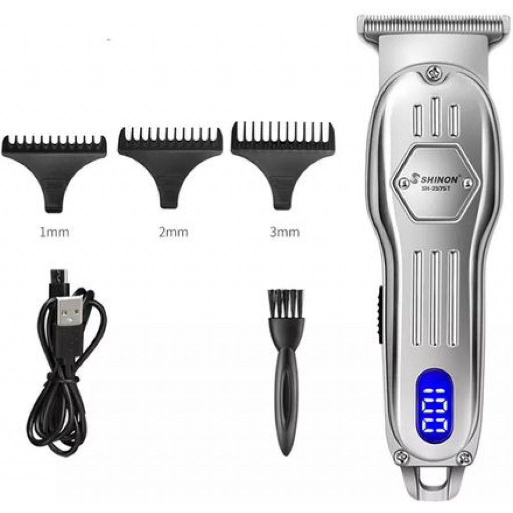 Shinon LCD Trimmer Electric Hair Clipper USB Rechargeable Carving Haircut Machine- Multi-colours