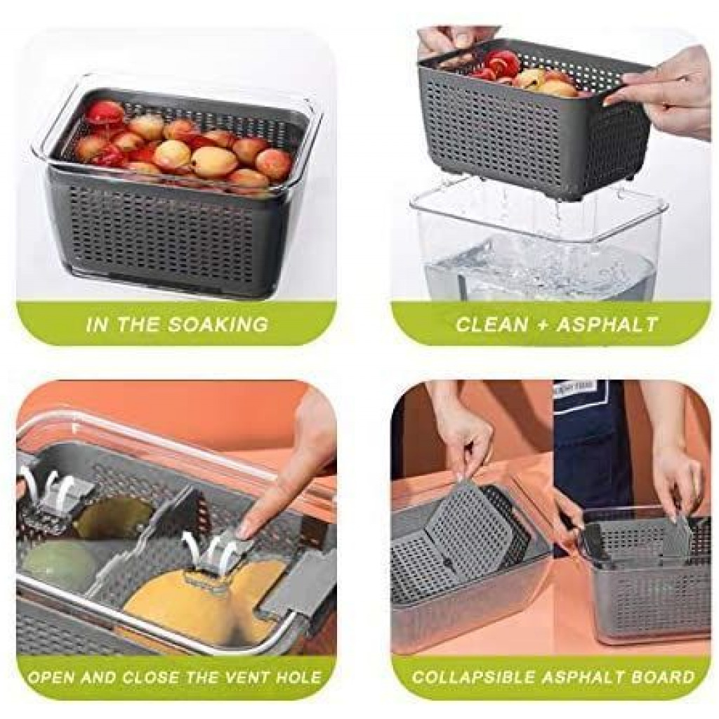 6.25L Refrigerator Organizer Bin Storage Container For Fruits Vegetables-White . Food Savers & Storage Containers TilyExpress 7