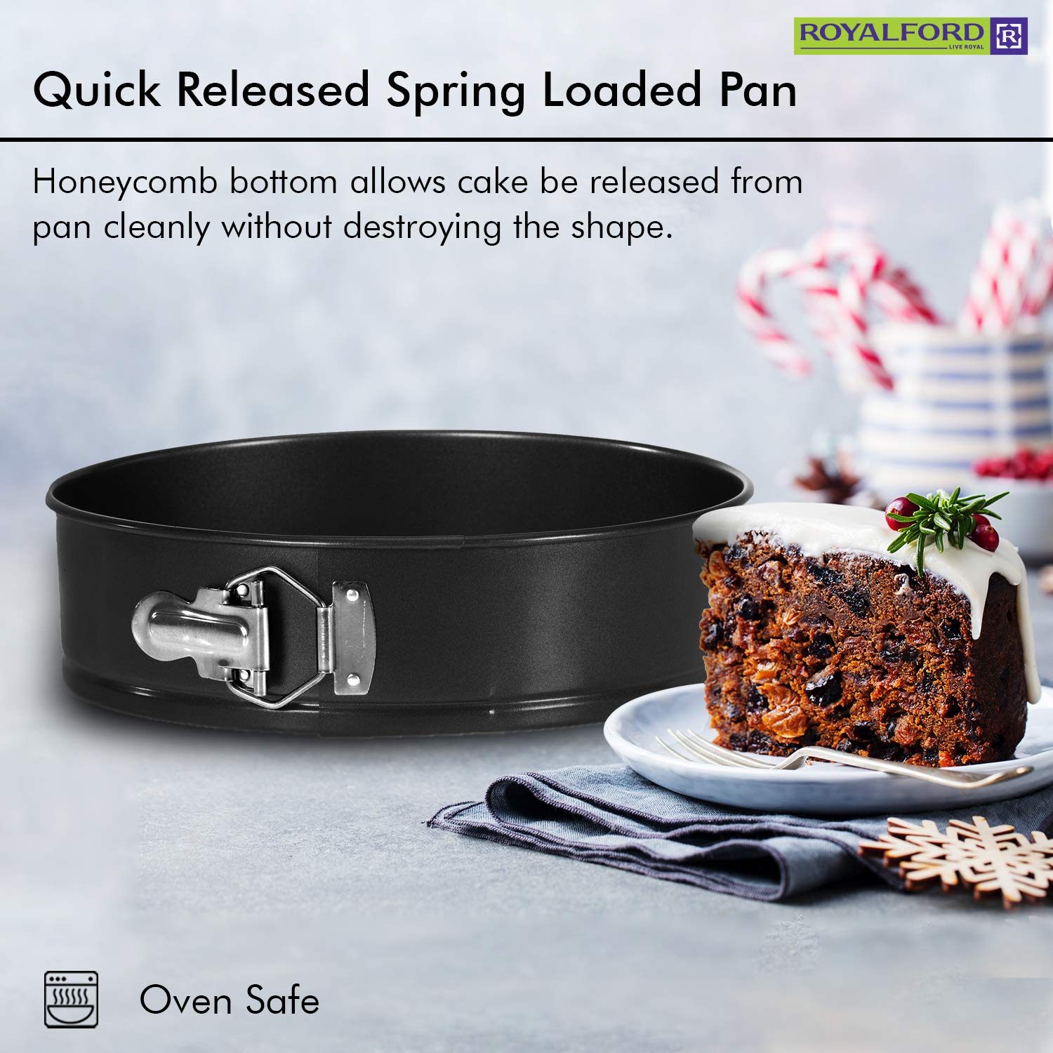 Non-stick Springform Round Cake Tin Loose Base Baking Pan Bake Tray Royalford 