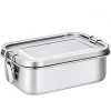 Stainless Steel Rectangle Lunch Box with Buckle Leak-Proof Food Container – Silver Lunch Boxes TilyExpress