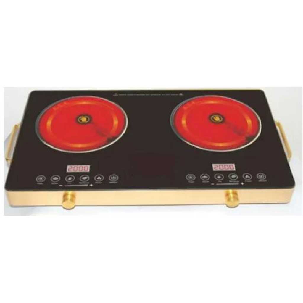 2 Burner Infrared Ceramic Induction Cooker Hot Plate Stove -Black