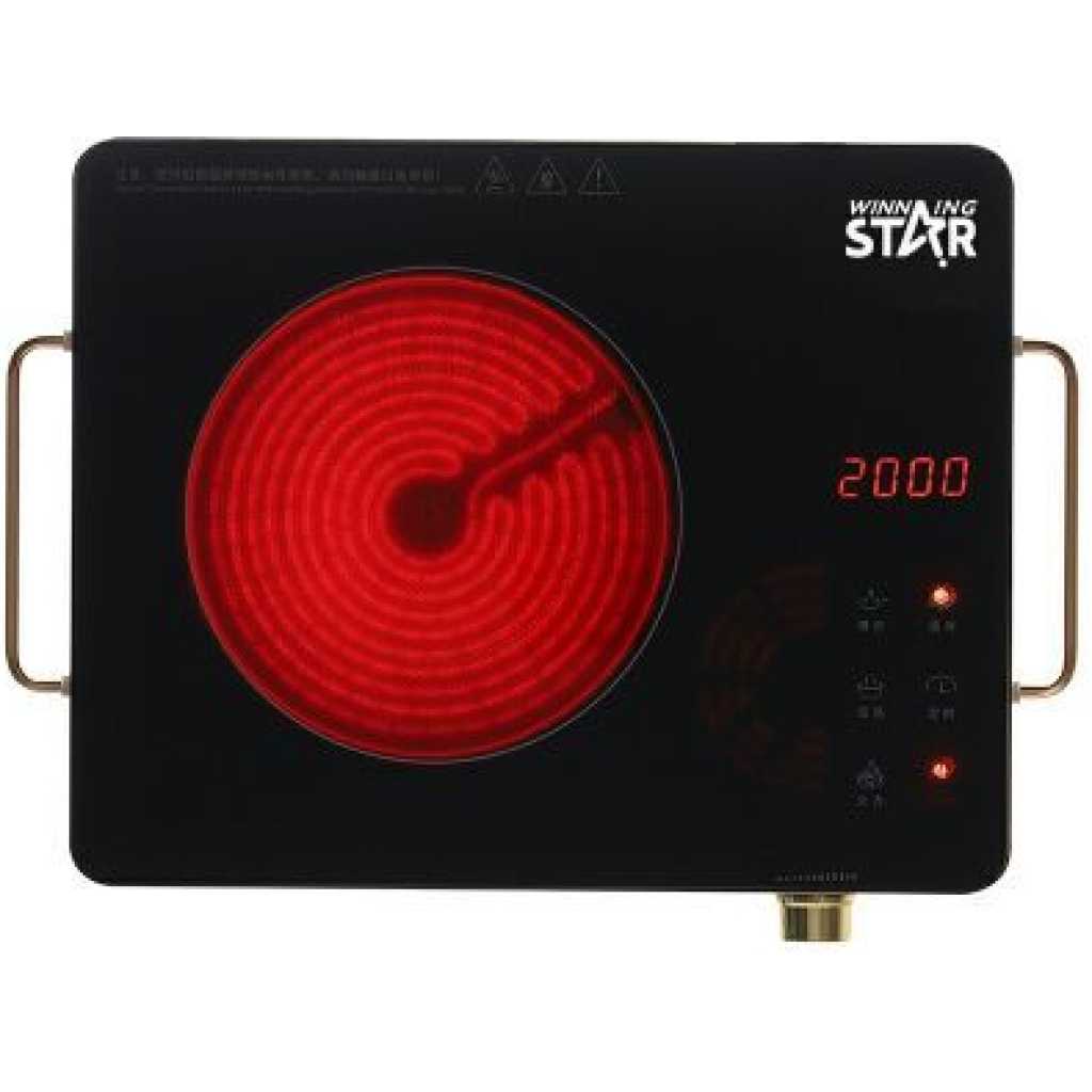 Winningstar Electric Infrared Cooker Vitro ceram Panel Portable Single Burner, Black