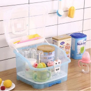 Portable Baby Bottle Drying Rack Storage Box With Anti-dust Cover, Blue