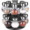 16pc Revolving Jar Kitchen Herbs & Spice Rack Countetop Storage Organizer-Clear