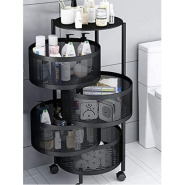 4 Tier Kitchen, Bedroom, Bathroom Storage Rack Basket Trolley Organizer-Black Bathroom Storage & Organization TilyExpress 2