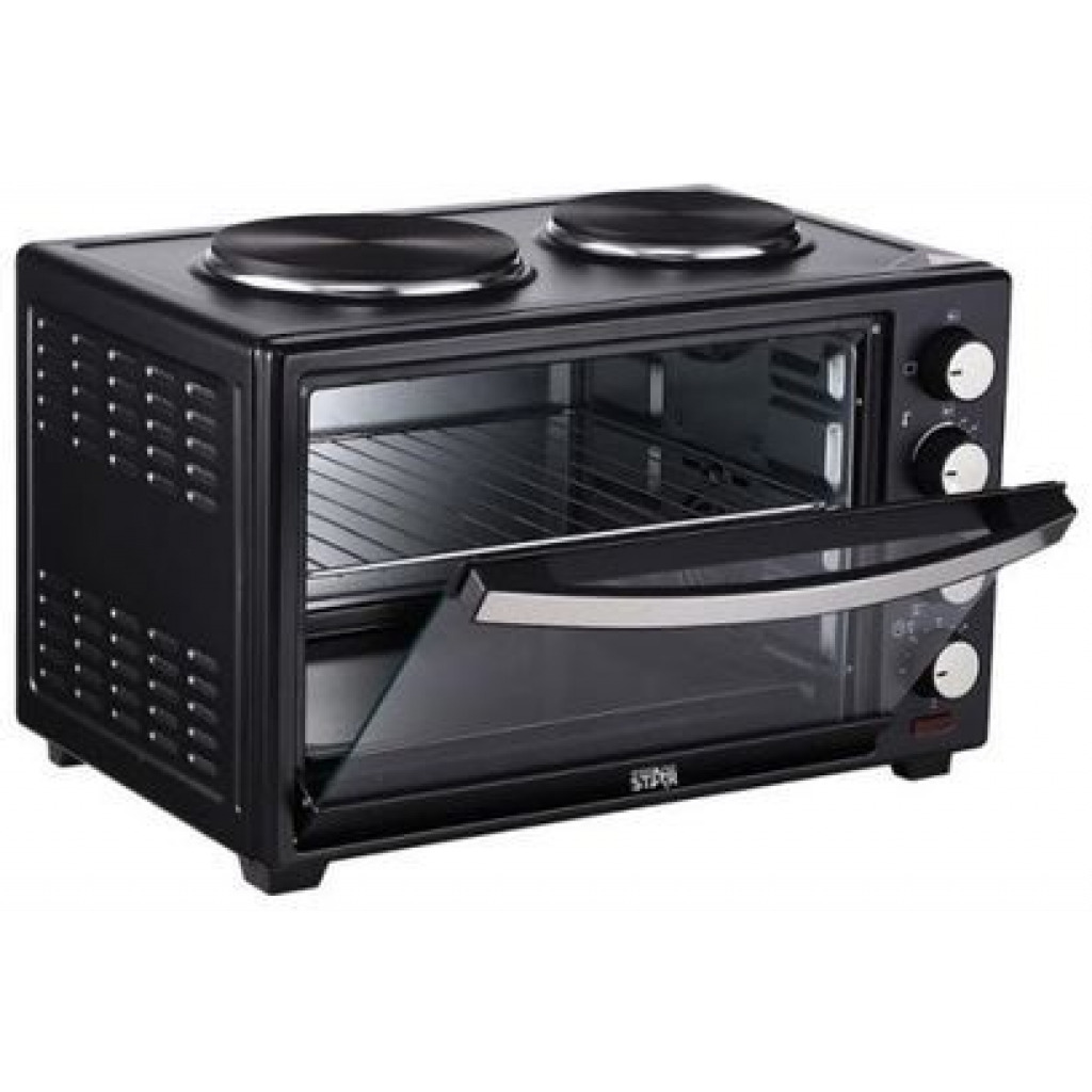 Winningstar 40 Litres Electric Oven Cooker With 2 Hot Plates- Black