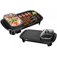 2 In1Electric Baking Pan, Cooking Soup Hot Pot And BBQ Electric Grill - Black