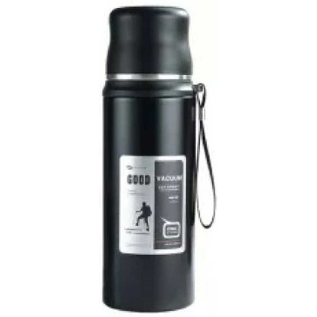 Top Sport 600ml Thermos Portable Vacuum Flask Insulated Tumbler Bottle With Rope-Black